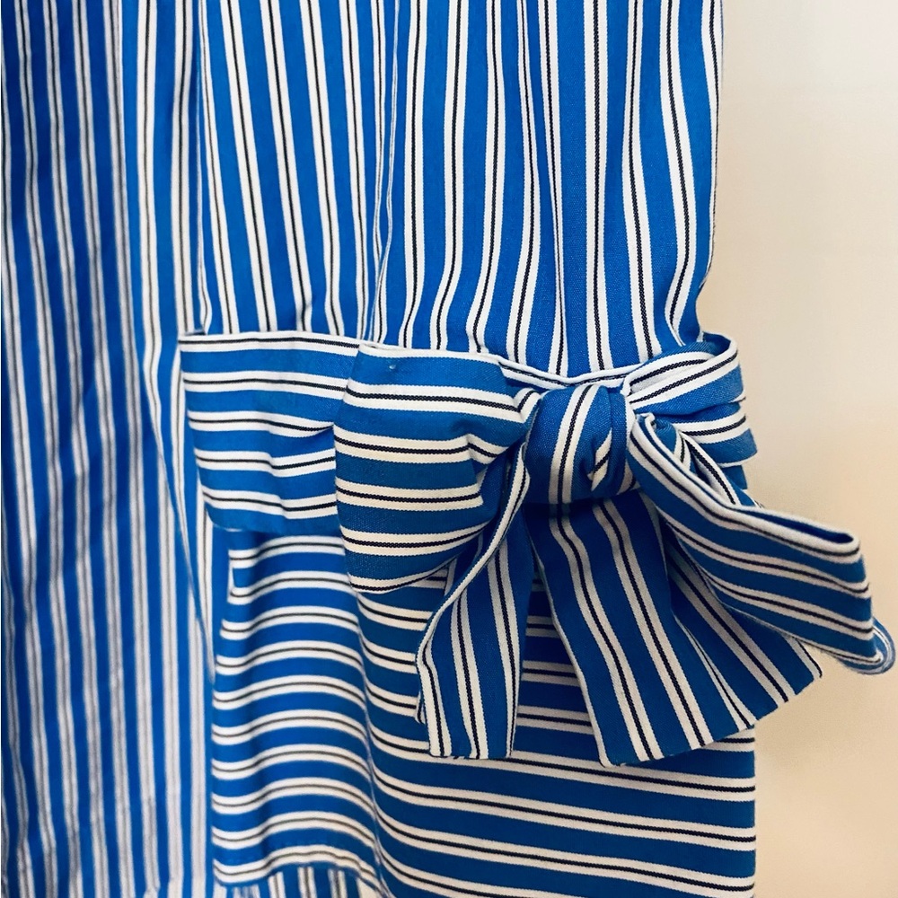 Talbots Blue Striped V-Neck Pullover Tunic. Size L Cotton,Collar & Bow cuffs New - Picture 5 of 16